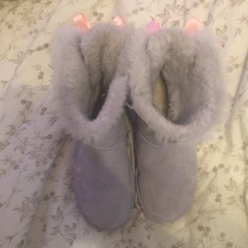 UGG Gray Winter Boots with Pink Accents
